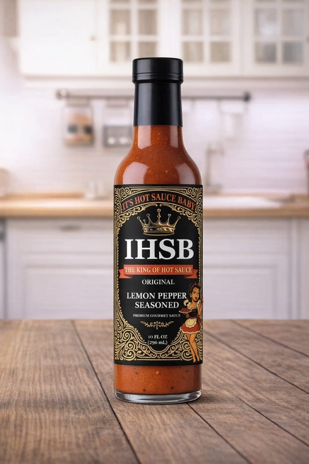 IHSB Lemon Pepper Seasoned bottle on a kitchen counter
